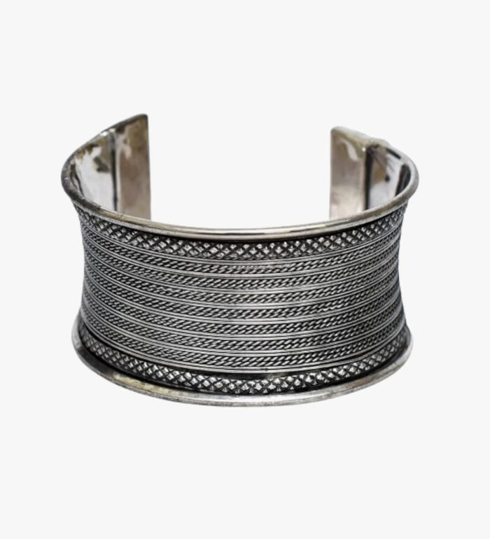 Jewels Maze - Silver-Plated Textured Oxidized Cuff Bracelet