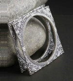 Jewels Maze - Oxidized Square Shape Antique 2-Piece Kada Kangan Bangles Bracelet - 2.5''